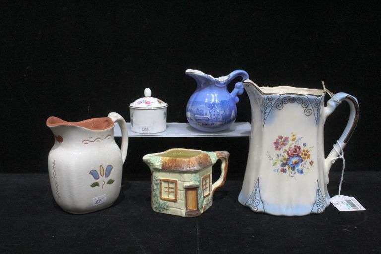 Collection of vintage pitchers and other by Imperial Pottery Joplin