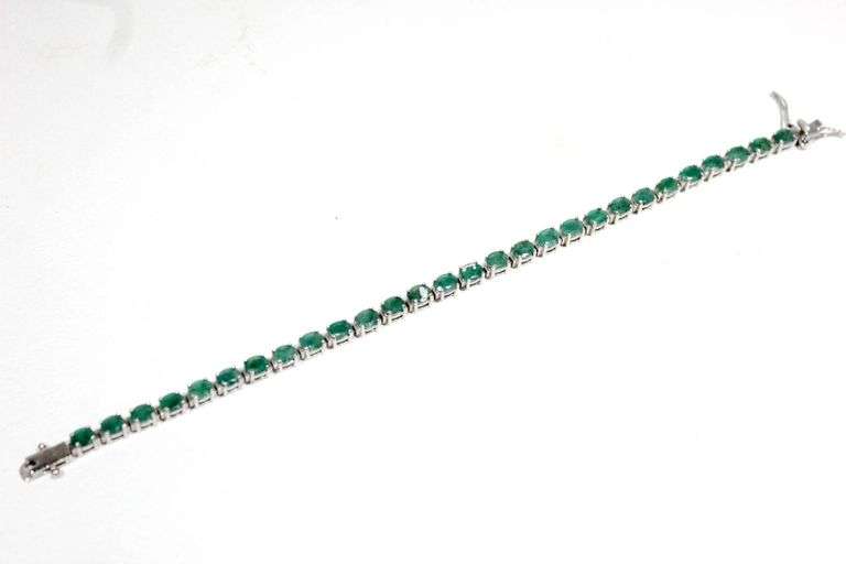 Sterling Silver Tennis Bracelet set with green tourmalines Bunting