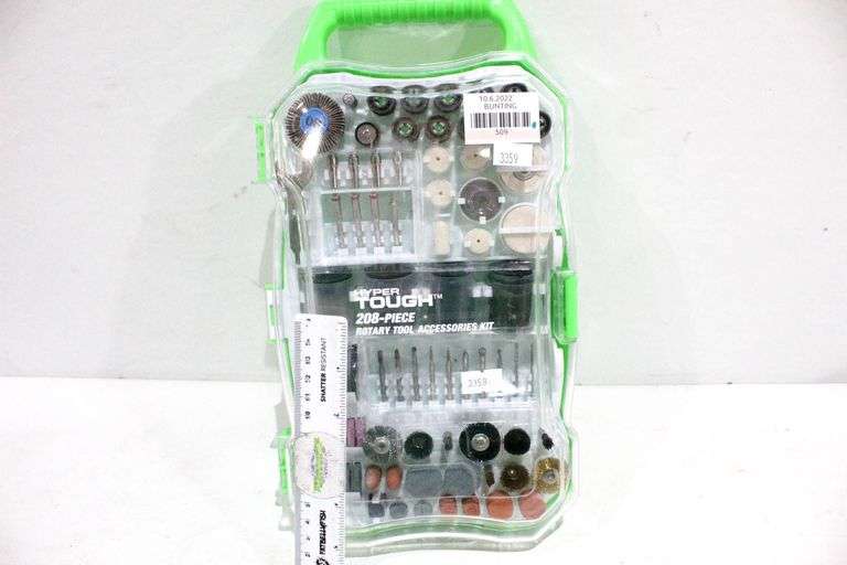 Hyper Tough 208 piece rotary tool accessories kit, never used. Description courtesy of the