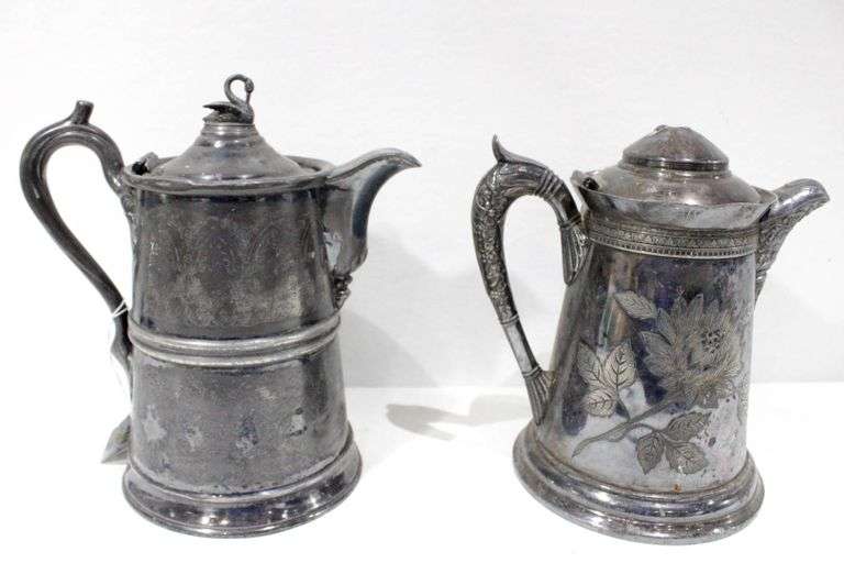 Antique Tea/Coffee Pot Pitcher collection Mf'd & Plated by Reed