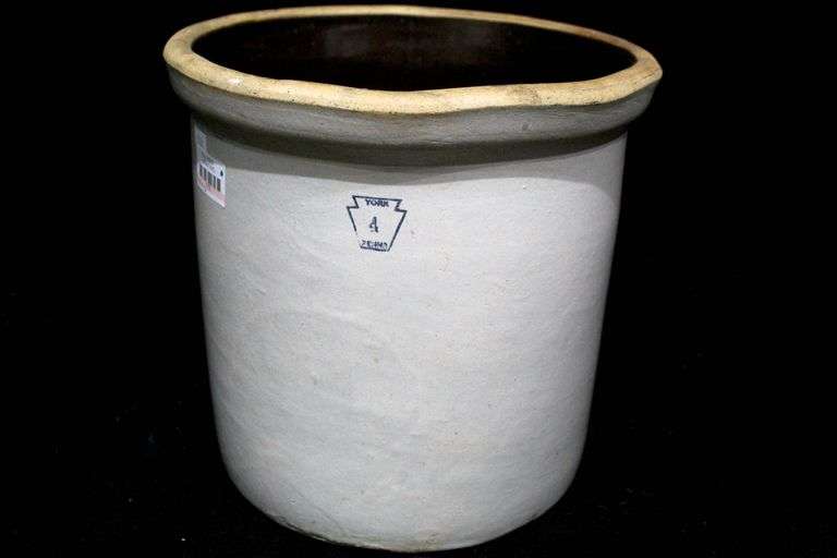4 Gallon Stoneware Crock York Pottery PA Salt Glazed Bunting Online Auctions