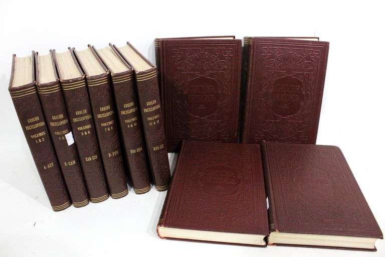 Grolier Encyclopedia Tooled Binding February 1957 Printing Ten