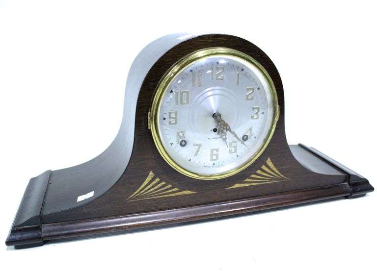 The Plymouth Clock Co. 891 8day Windup Mantle Clock with Key, Wood