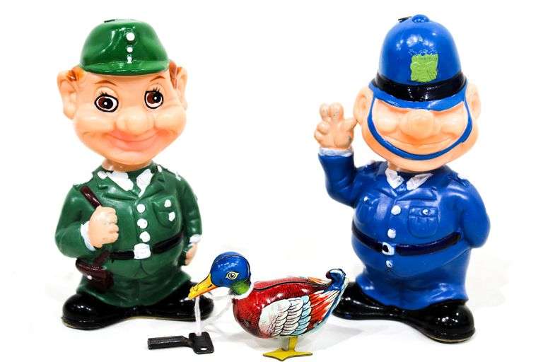 Windup Toy Duck with Key Made in US Zone Germany and Alps Vintage