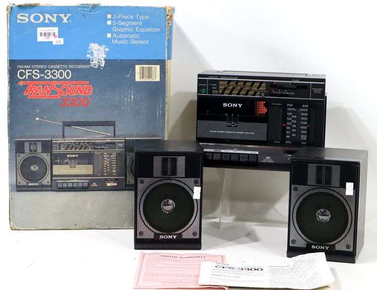 Vintage SONY CFS3300 AM/FM Radio Cassette Player c. 1986 with Two