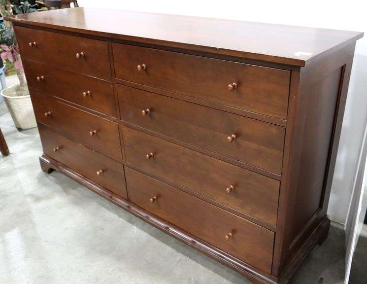 Traditional Mid Century Style Eight Drawer Double Dresser 65 x 20 x
