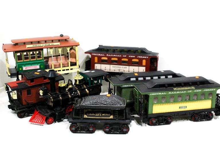 Collection of seven Jim Beam Distilling Co train car decanters; Ca