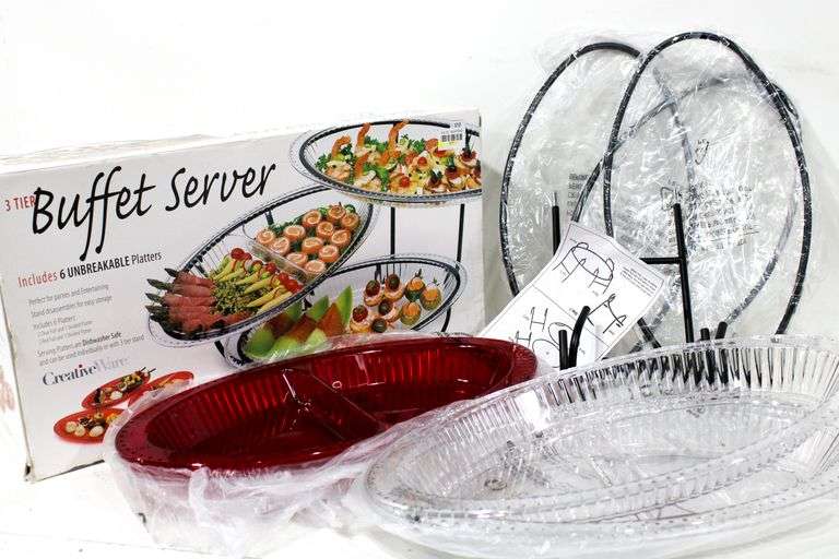 Buffet Server 3Tier Server with 6 Unbreakable Platters Bunting