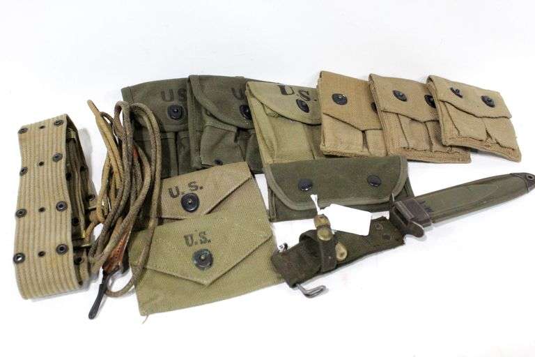 WWII Militaria US Ammo Clip Holders Midwest Duck & Canvas Co. 1943, Cadillac Fabrics 1942 Field