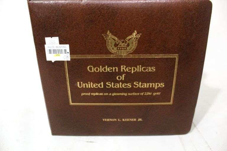 Golden Replicas of United States Stamps. Proof replicas on a gleaming