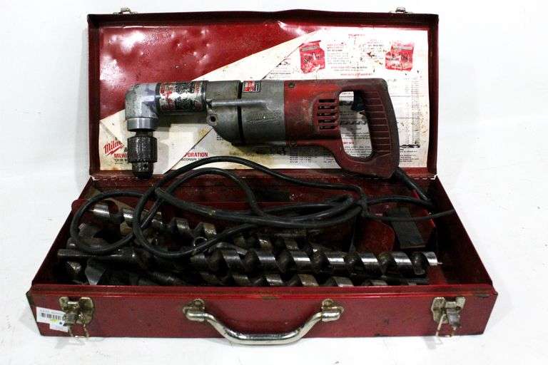 Milwaukee Heavy Duty Right Angle Drill with Attachments and Case