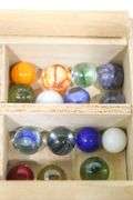 Collection of Authentic American Marbles by Recreational Woodcraft  - Marble Games - in Wooden Case