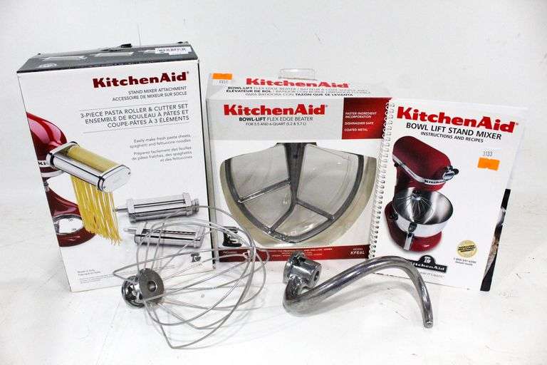 Kitchen Aid Stand Mixer Attachments BowlLift Flex Edge Beater and 3piece Pasta Roller