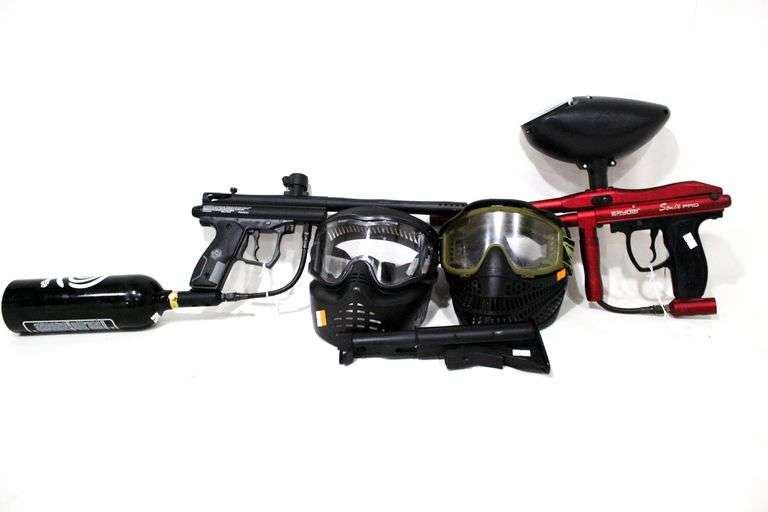 Paint Ball Gear Masks and Spyder Sonix Pro Paintball Gun and