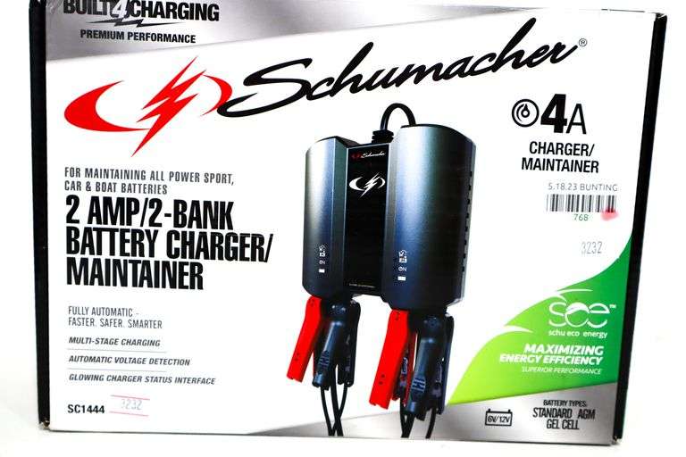Schumacher 2-AMP/2-Bank Battery Charger Mantainer - Bunting Online Auctions