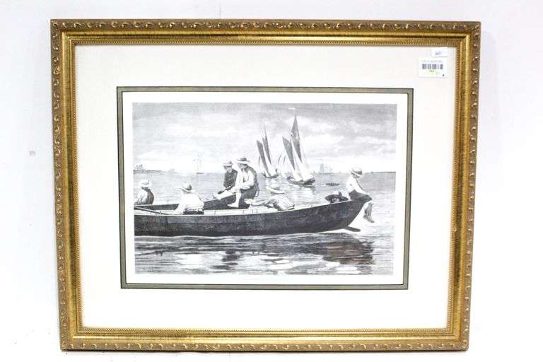 Winslow Homer Wood Ca. 1873 Engraving "Gloucester Harbor" 22 x 17