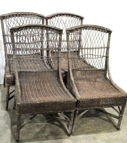 Vintage Rattan Wicker Side Dining Chairs 18 x 23 x 33 each Bunting