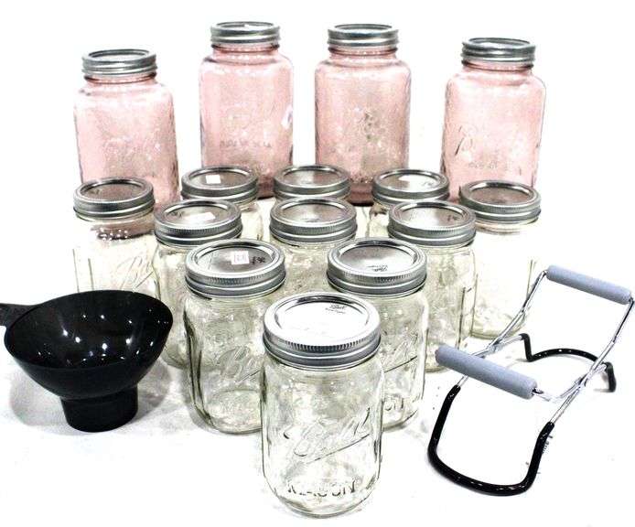 Ball Mason Jar Canning Collection (4 Rose Color Glass) W/ Jar Lifter