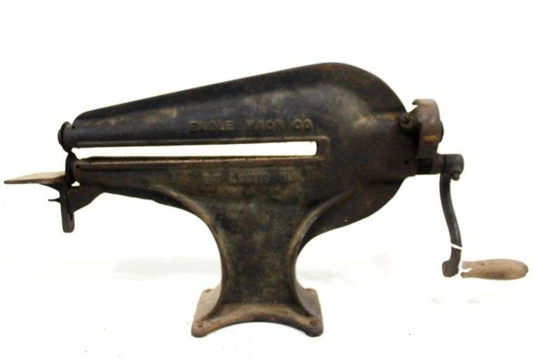Antique Leather Machine Hand Crank Skiver/Cutter Marked Eagle Mach St