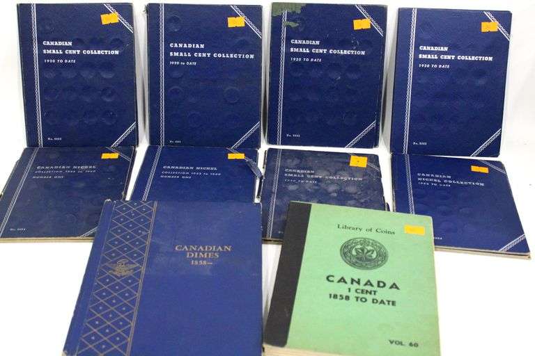 Canadian coin collection , 10 partly filled books of Pennies , Nickels