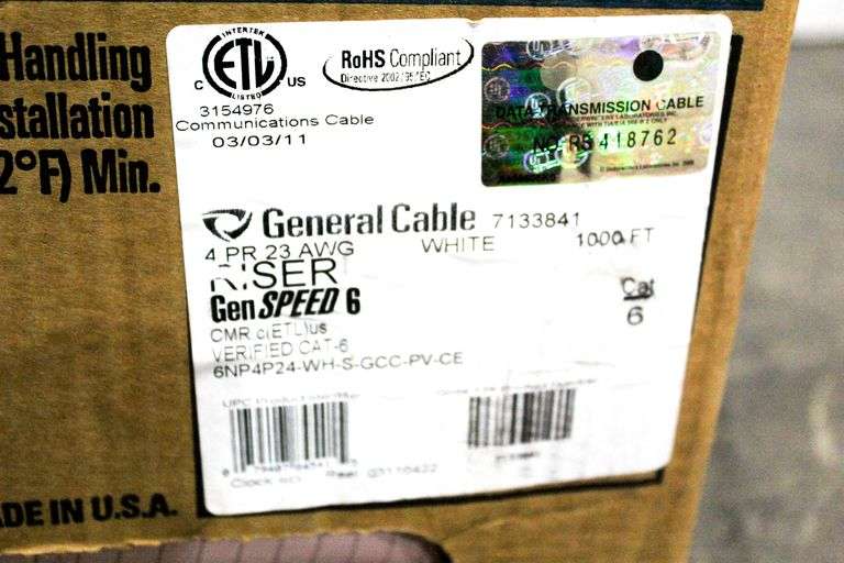 General Cable 7133841 GenSPEED® 6 Cat 6 Nonplenum Cable, White