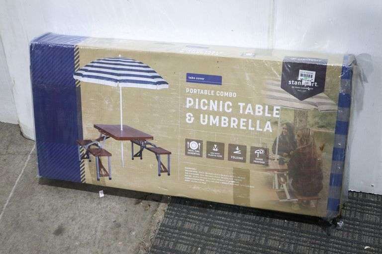 Stansport Picnic Table and Umbrella Combo The picture may not reflect