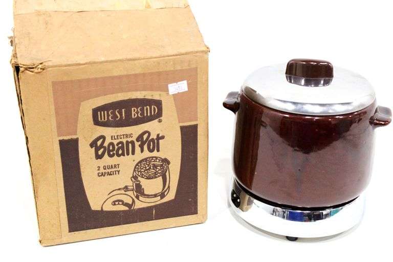 Vintage West Bend Electric Bean Pot 2 Qt Stoneware Crock with Original