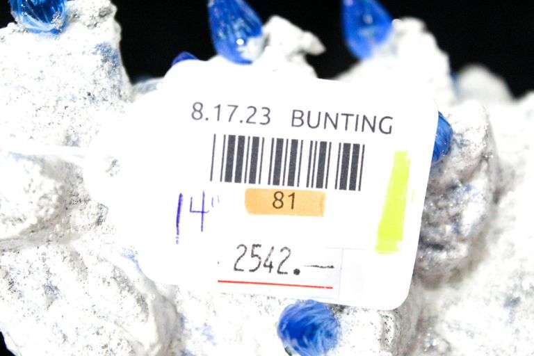 White Ceramic Christmas Tree with Blue Lights 14" Bunting Online Auctions