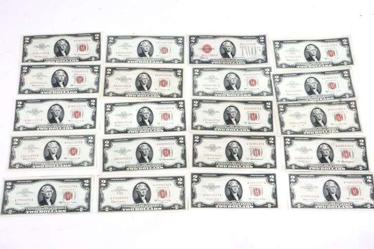 1953 Red Seal Two Dollar Bills 20 Items Bunting Online Auctions 1953-red-seal-two-dollar-bills-20-items-bunting-online-auctions