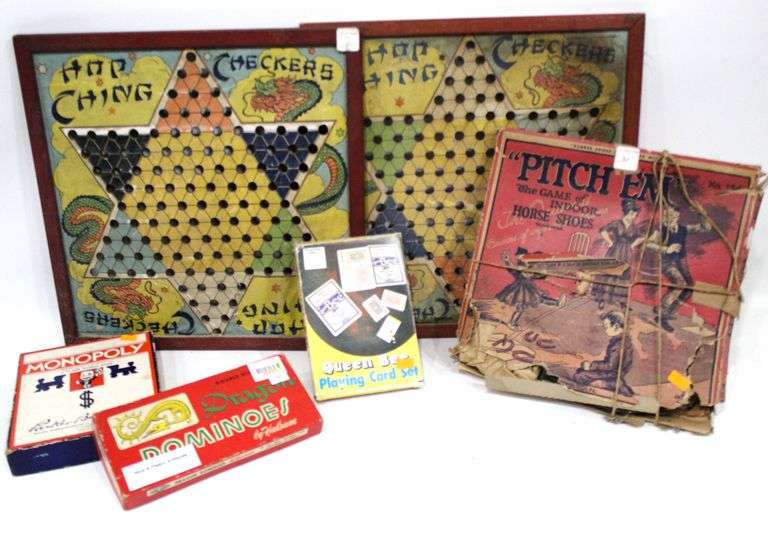 Vintage Games Early Monopoly, Chinese Checkers, Indoor Horseshoes