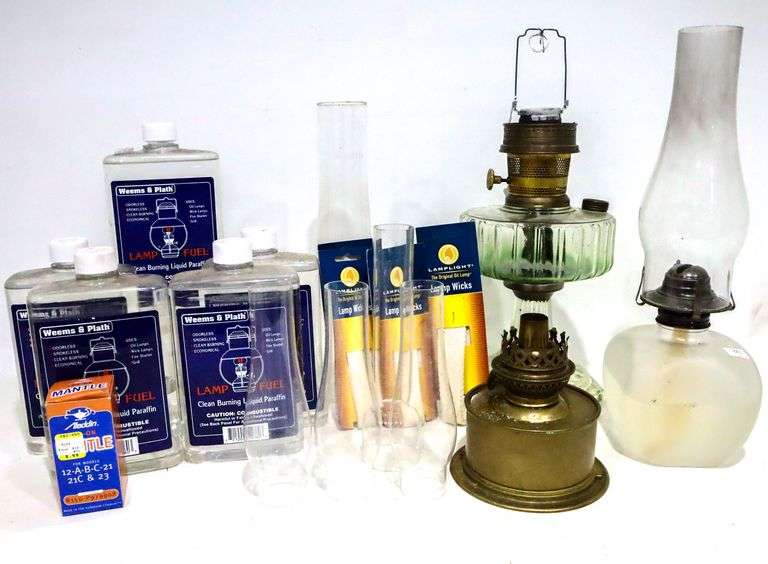 Collection of Fuel Oil Lamps Lamp Fuel Wicks Chimneys and More