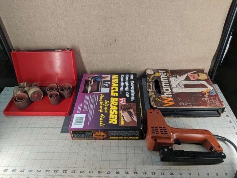 2 STAPLERS, SANDING WHEELS, MIRACLE ERASERS Bid On Estates Auction