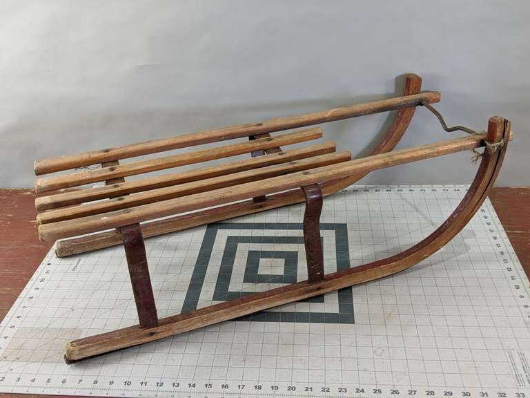 WOODEN SLED WITH METAL RUNNERS. FROM GERMANY Bid On Estates