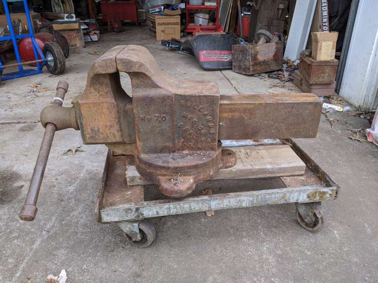 Large Vise. No. 70 by Holland Mfg Co of Erie, PA (includes a 4 wheel