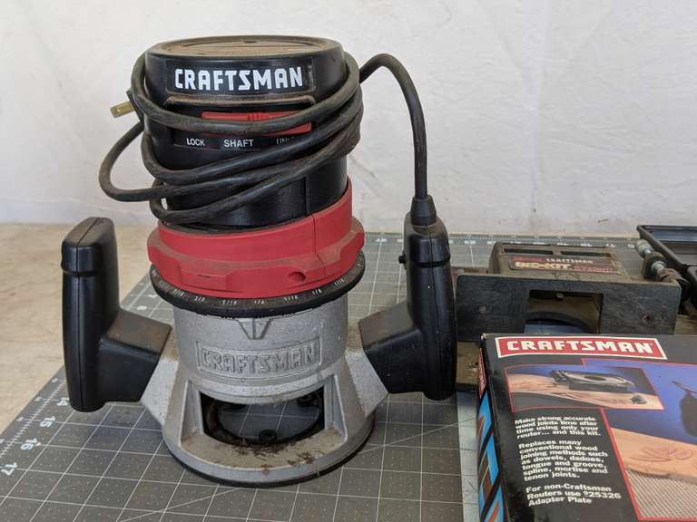 Craftsman router, Craftsman BisKit joiner kit, assorted router bits