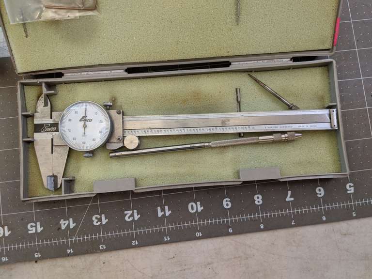 antique keyway broach set, caliper, combination squares Bid On