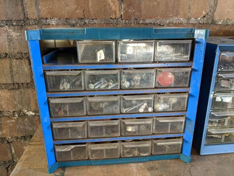 3 hardware organizer bins Bid On Estates Auction Services