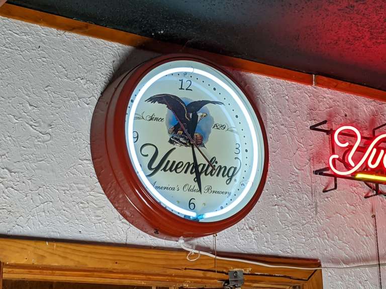 Yuengling Wall Clock with White Neon Light Ring Bid On Estates