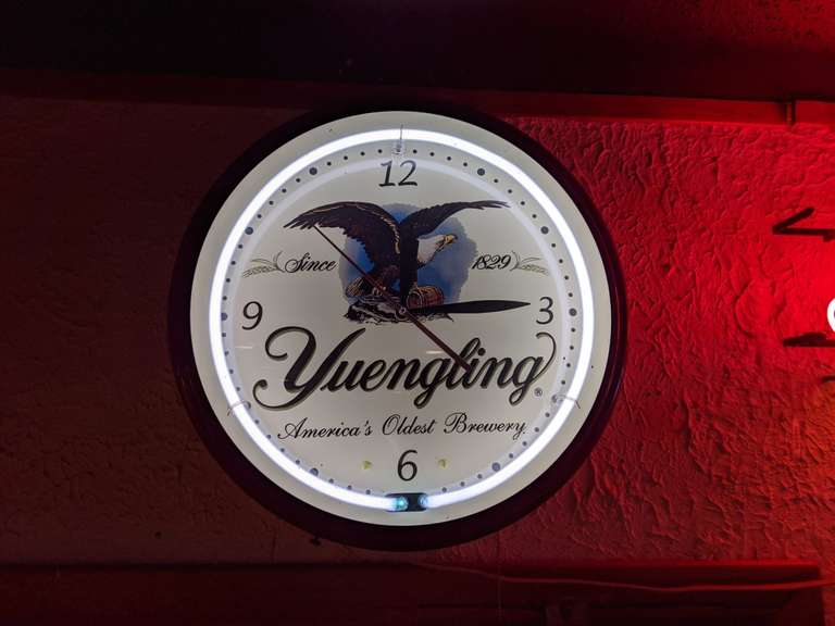 Yuengling Wall Clock with White Neon Light Ring Bid On Estates