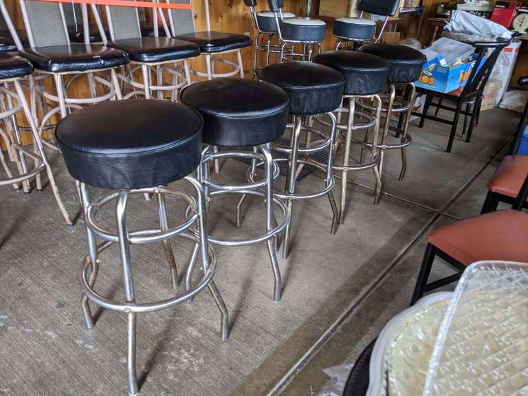 5 Black Vinyl Stools Bid On Estates
