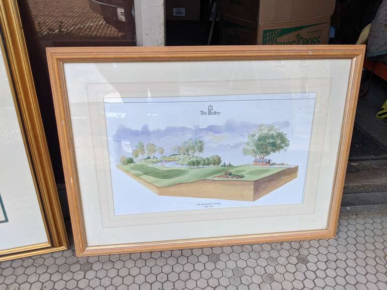 3 Large Framed Golf Prints Bid On Estates Auction Services