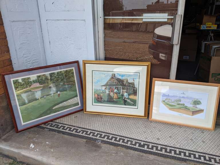 3 Large Framed Golf Prints Bid On Estates Auction Services