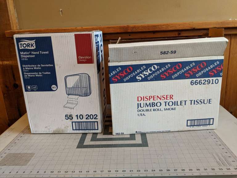 SYSCO DOUBLE ROLL TISSUE DISPENSER & TORK PAPER TOWEL DISPENSER Bid