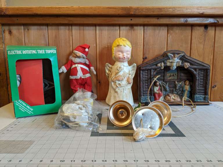 BLOW MOLD NATIVITY AND ANGEL, OTHER CHRISTMAS DECORATIONS Bid On
