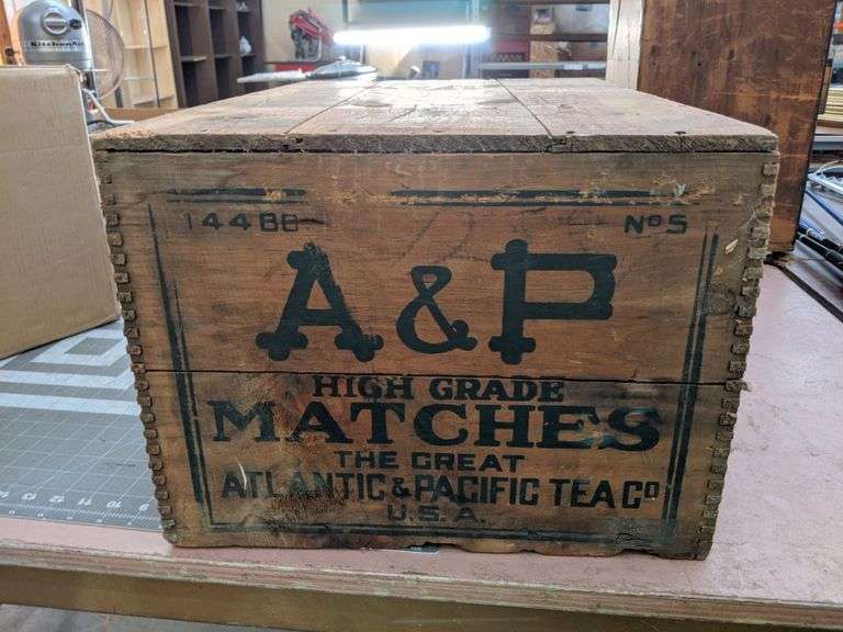 A&P HIGH GRADE MATCHES SHIPPING CRATE Bid On Estates Auction Services