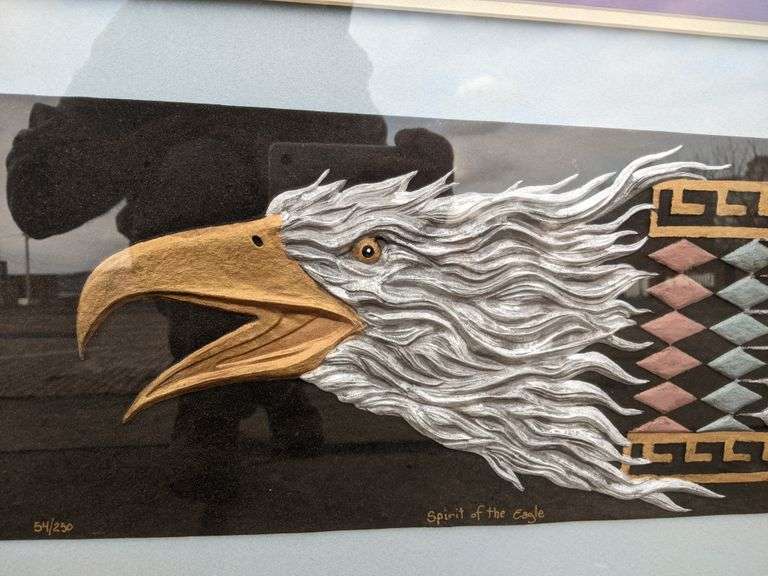 Spirit of the Eagle, Cast Paper Art by Kevin Dyer, 36" Bid On Estates