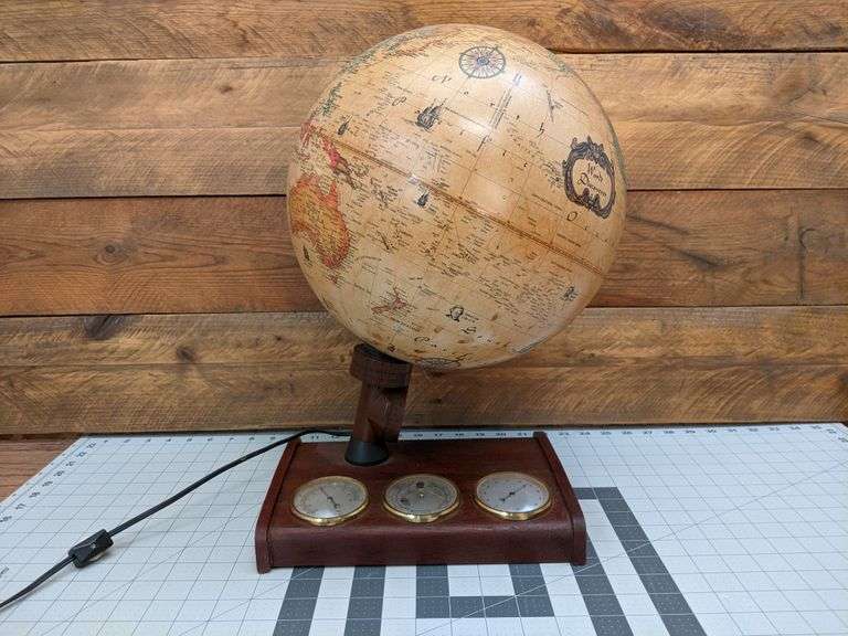 World Discoverer Illuminated Globe with Thermometer and Barometer Bid