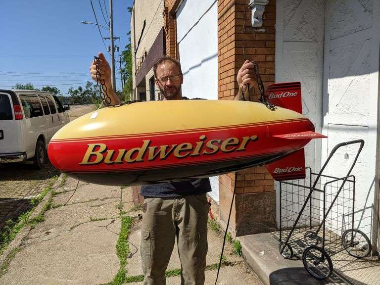 Budweiser Blimp. Plastic Pool Table Light. Bud One Bid On Estates