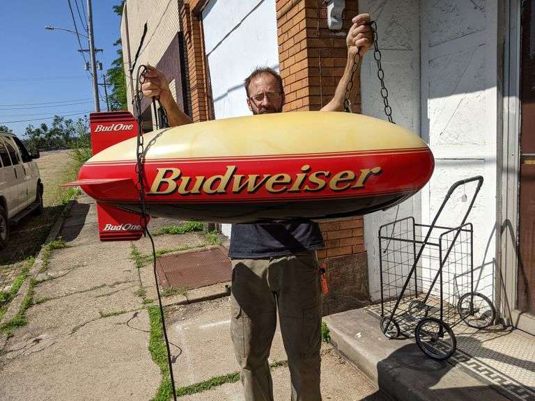 Budweiser Blimp. Plastic Pool Table Light. Bud One Bid On Estates
