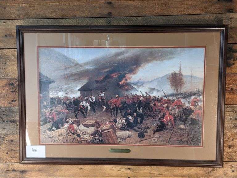 Large, Nicely Framed Print. Defense of Rorke's Drift by Alhonse